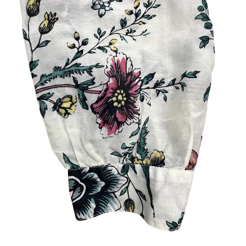 LOFT Womens White Floral Silk Cotton Blend‎ Button Down Shirt Long Sleeve Size M - Picture 12 of 15